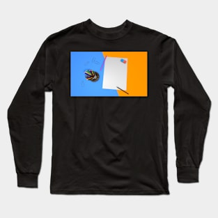 3D renderingdesk with drawing sheets and pencils holder Long Sleeve T-Shirt